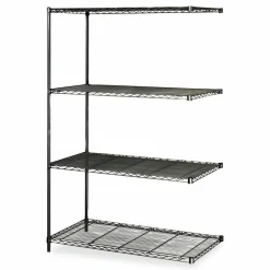 Safco Industrial Add-On Unit, Four-Shelf, 48w x 24d x 72h, Steel, Black