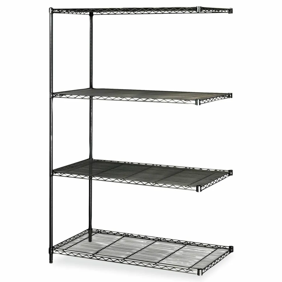 Safco Industrial Add-On Unit, Four-Shelf, 48w x 24d x 72h, Steel, Black