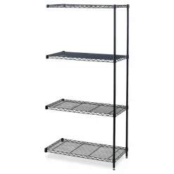 Safco Industrial Add-On Unit, Four-Shelf, 36w x 18d x 72h, Steel, Black