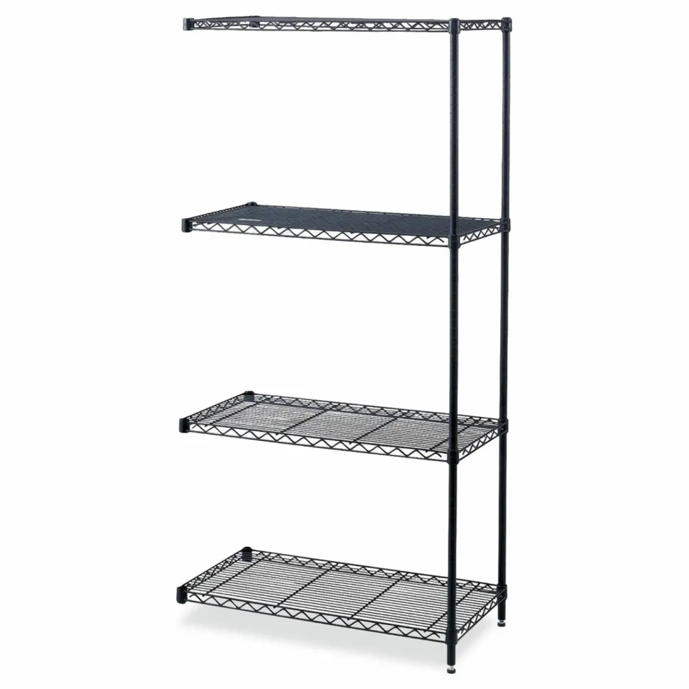 Safco Industrial Add-On Unit, Four-Shelf, 36w x 18d x 72h, Steel, Black