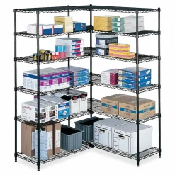 Safco Industrial Add-On Unit, Four-Shelf, 36w x 18d x 72h, Steel, Black