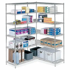 Safco Industrial Add-On Unit, Four-Shelf, 36w x 24d x 72h, Steel, Metallic Gray