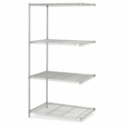 Safco Industrial Add-On Unit, Four-Shelf, 36w x 24d x 72h, Steel, Metallic Gray