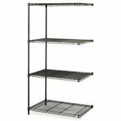 Safco Industrial Add-On Unit, Four-Shelf, 36w x 24d x 72h, Steel, Black
