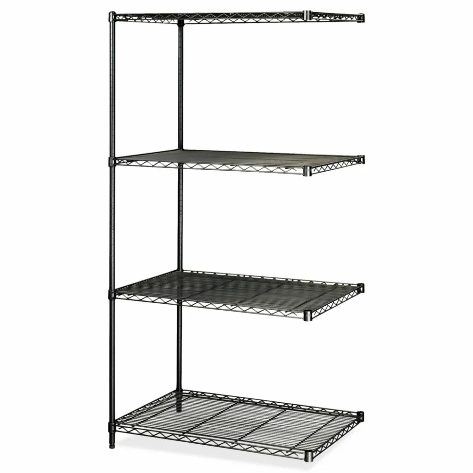 Safco Industrial Add-On Unit, Four-Shelf, 36w x 24d x 72h, Steel, Black
