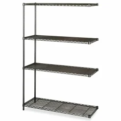 Safco Industrial Add-On Unit, Four-Shelf, 48w x 18d x 72h, Steel, Black