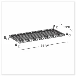 Safco Industrial Extra Shelf Pack, 36w x 18d x 1.5h Steel, Metallic Gray, 2/Pack