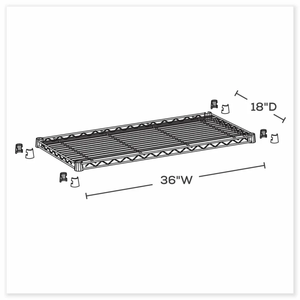 Safco Industrial Extra Shelf Pack, 36w x 18d x 1.5h Steel, Metallic Gray, 2/Pack