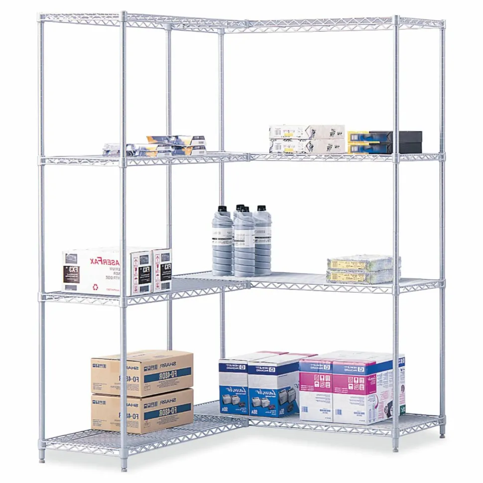 Safco Industrial Extra Shelf Pack, 36w x 18d x 1.5h Steel, Metallic Gray, 2/Pack