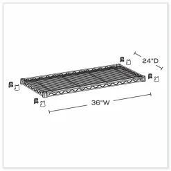 Safco Industrial Extra Shelf Pack, 36w x 24d x 1.5h, Steel, Black, 2/Pack