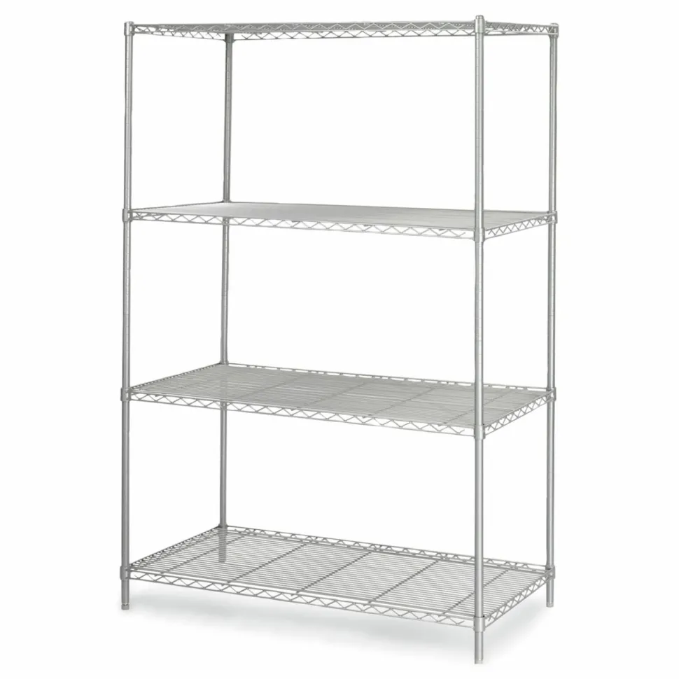Safco Industrial Wire Shelving, Four-Shelf, 36w x 18d x 72h, Black