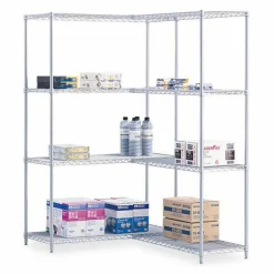 Safco Industrial Wire Shelving, Four-Shelf, 36w x 18d x 72h, Metallic Gray