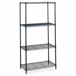 Safco Industrial Wire Shelving, Four-Shelf, 36w x 24d x 72h, Black