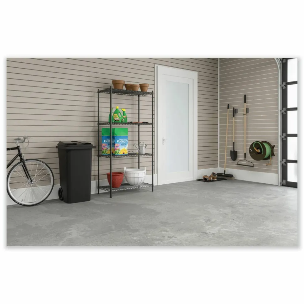 Safco Industrial Wire Shelving, Four-Shelf, 36w x 24d x 72h, Black