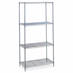 Safco Industrial Wire Shelving, Four-Shelf, 48w x 18d x 72h, Metallic Gray