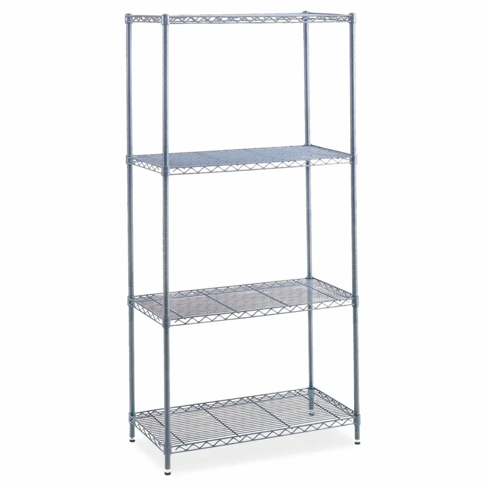 Safco Industrial Wire Shelving, Four-Shelf, 48w x 18d x 72h, Metallic Gray