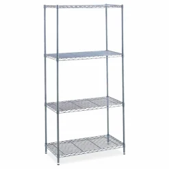 Safco Industrial Wire Shelving, Four-Shelf, 36w x 24d x 72h, Metallic Gray