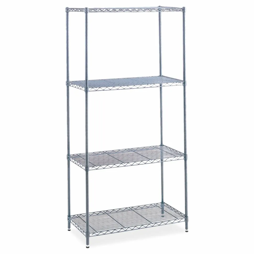 Safco Industrial Wire Shelving, Four-Shelf, 36w x 24d x 72h, Metallic Gray