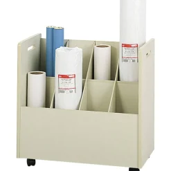 Safco Laminate Mobile Roll Files, 8 Compartments, 30.13w x 15.75d x 29.25h, Putty