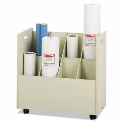 Safco Laminate Mobile Roll Files, 8 Compartments, 30.13w x 15.75d x 29.25h, Putty