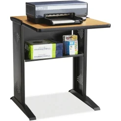 Safco Melamine/Steel Fax/Printer Stand, 30"H x 24"W, Black/Mahogany/Medium Oak