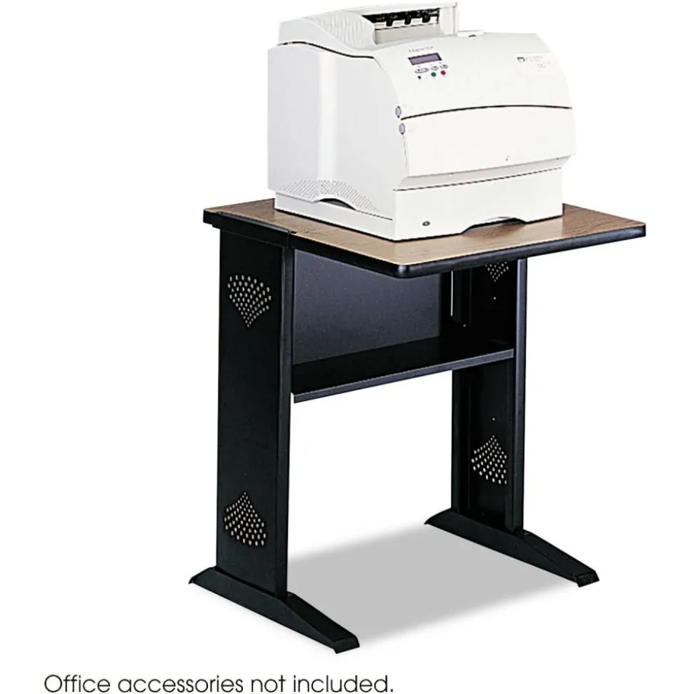 Safco Melamine/Steel Fax/Printer Stand, 30"H x 24"W, Black/Mahogany/Medium Oak
