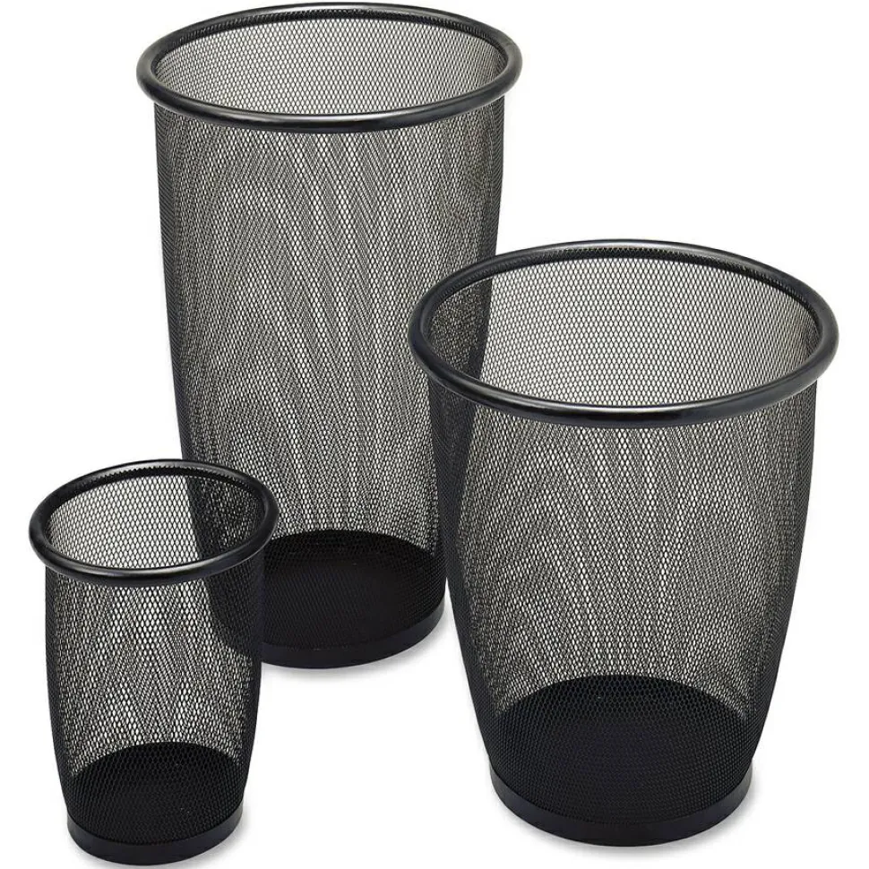 Safco Mesh Wastebasket, 5 Gallons, Black