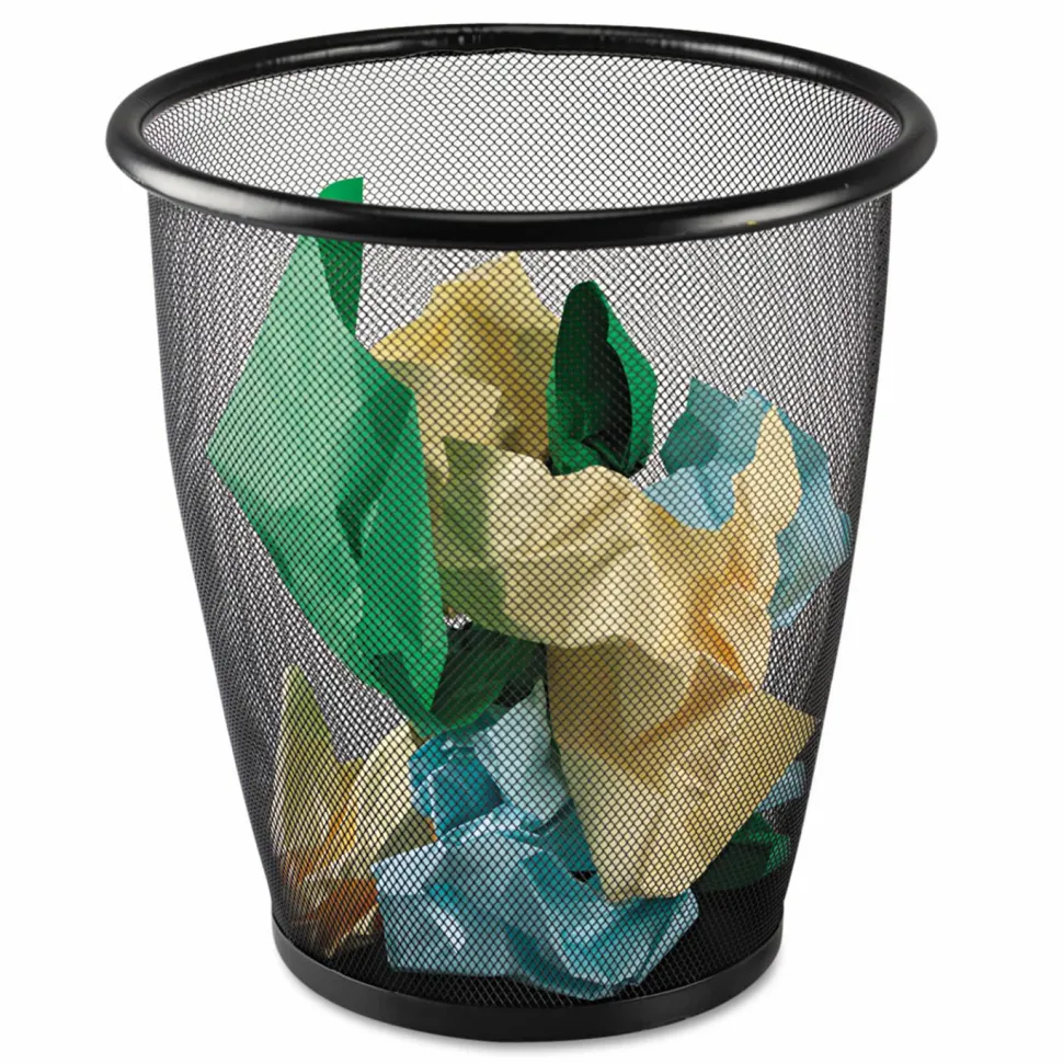 Safco Mesh Wastebasket, 5 Gallons, Black