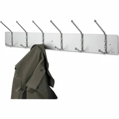 Safco Metal Wall Rack Coat Hooks, 6 Hooks, 6 3/4