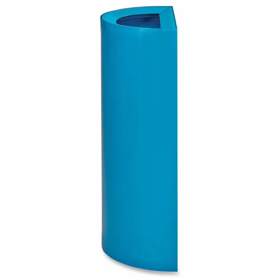 Safco Mixx Recycling Center Half-Round Receptacle, 23 gal, Steel, Blue