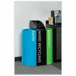 Safco Mixx Recycling Center Rectangular Receptacle, 29 gal, Steel, Black