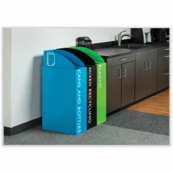 Safco Mixx Recycling Center Rectangular Receptacle, 29 gal, Steel, Black