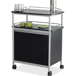 Safco Mobile Beverage Cart, 43"H x 33 1/2" W x 21 3/4" D, Black/Silver