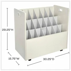 Safco Mobile Roll File, 21 Compartments, 30.25w x 15.75d x 29.25h, Tan