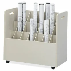 Safco Mobile Roll File, 21 Compartments, 30.25w x 15.75d x 29.25h, Tan