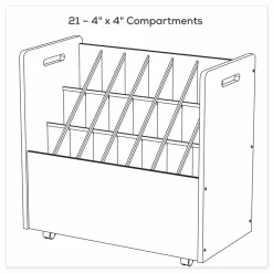 Safco Mobile Roll File, 21 Compartments, 30.25w x 15.75d x 29.25h, Tan