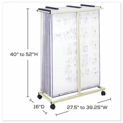 Safco Mobile Vertical File, 12 Hanging Clamps, 39.25w x 16d x 52h, Tan