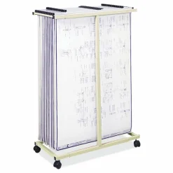 Safco Mobile Vertical File, 12 Hanging Clamps, 39.25w x 16d x 52h, Tan
