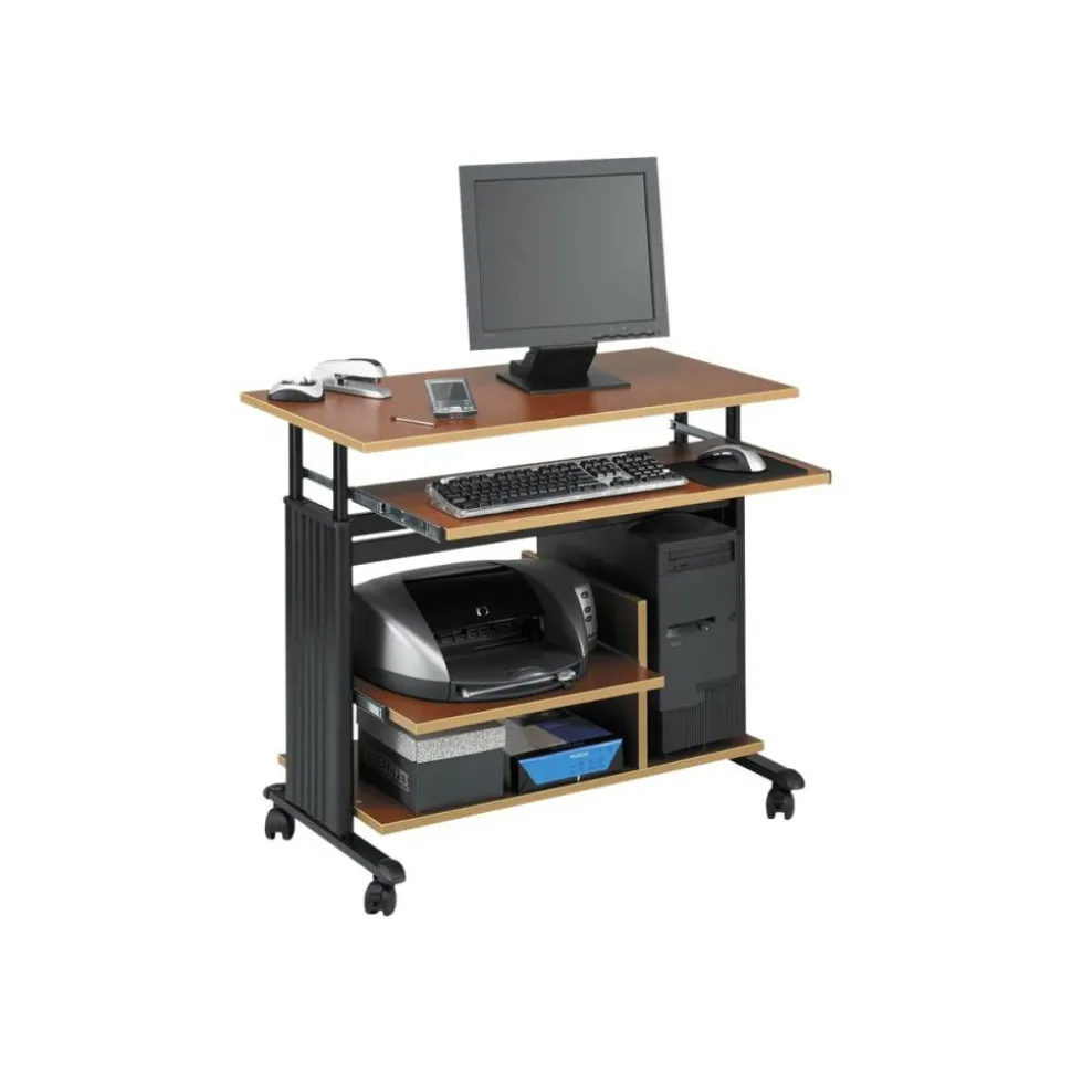 Safco Muv Adjustable Mini-Tower Workstation, 33"H x 22"W x 35-1/2"D, Cherry