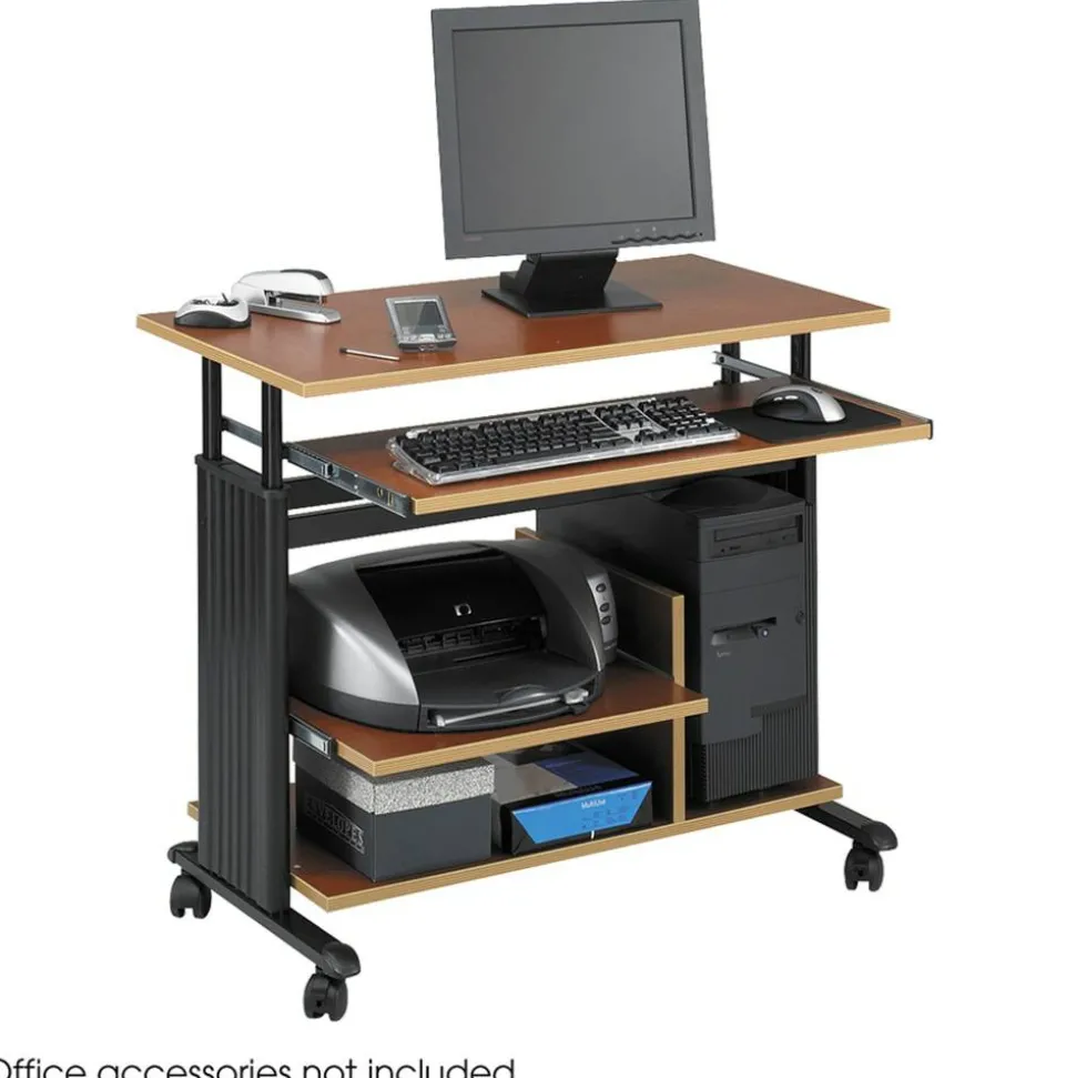 Safco Muv Adjustable Mini-Tower Workstation, 33"H x 22"W x 35-1/2"D, Cherry
