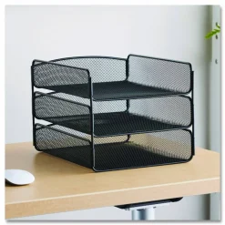 Safco Onyx Cubicle Panel Triple Letter Tray, 9 1/4