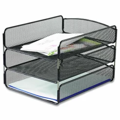 Safco Onyx Cubicle Panel Triple Letter Tray, 9 1/4