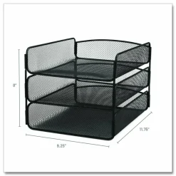 Safco Onyx Cubicle Panel Triple Letter Tray, 9 1/4