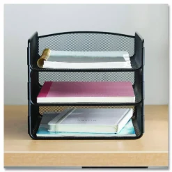 Safco Onyx Cubicle Panel Triple Letter Tray, 9 1/4