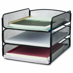 Safco Onyx Cubicle Panel Triple Letter Tray, 9 1/4