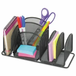 Safco Onyx Deluxe Steel Desktop Organizer, 12 5/8"H x 4 5/16"W x 4 5/16"D, Black
