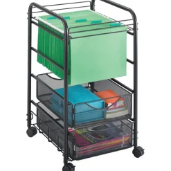 Safco Onyx Mesh Cart, 27"H x 15 3/4"W x 17"D, Black