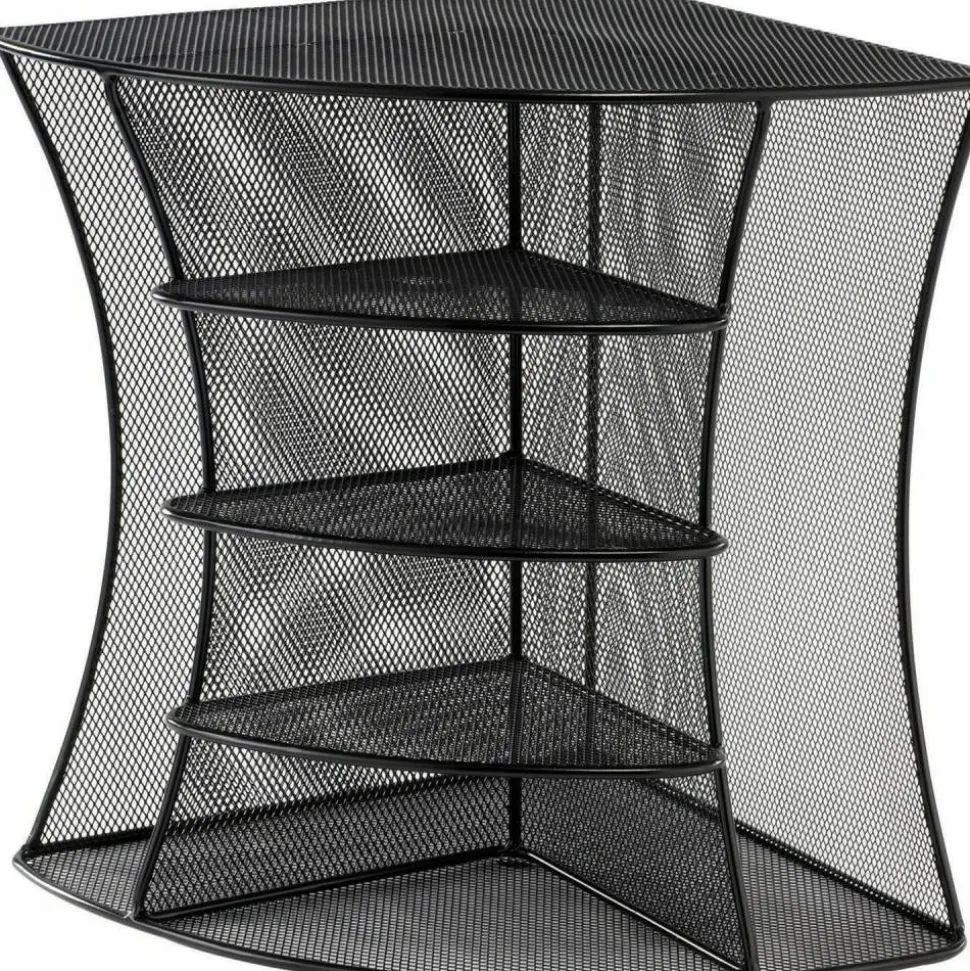 Safco Onyx Mesh Corner Organizer, Six Sections, 15 x 11 x 13, Black
