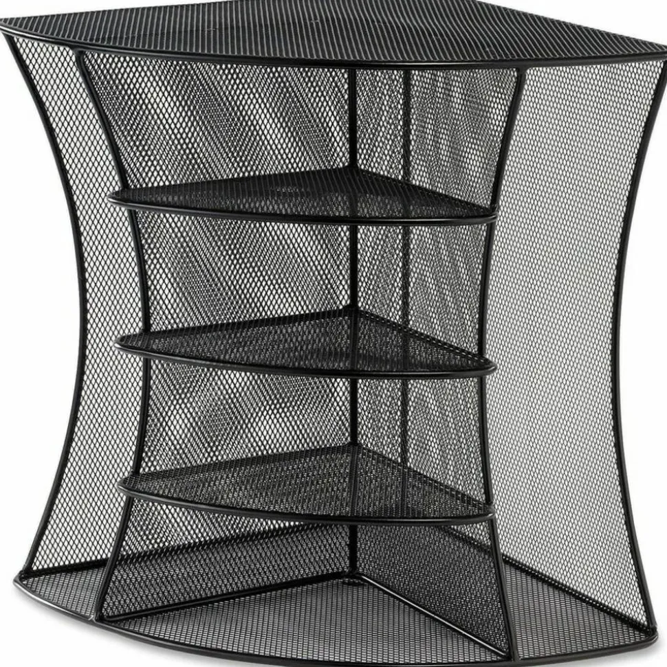 Safco Onyx Mesh Corner Organizer, Six Sections, 15 x 11 x 13, Black
