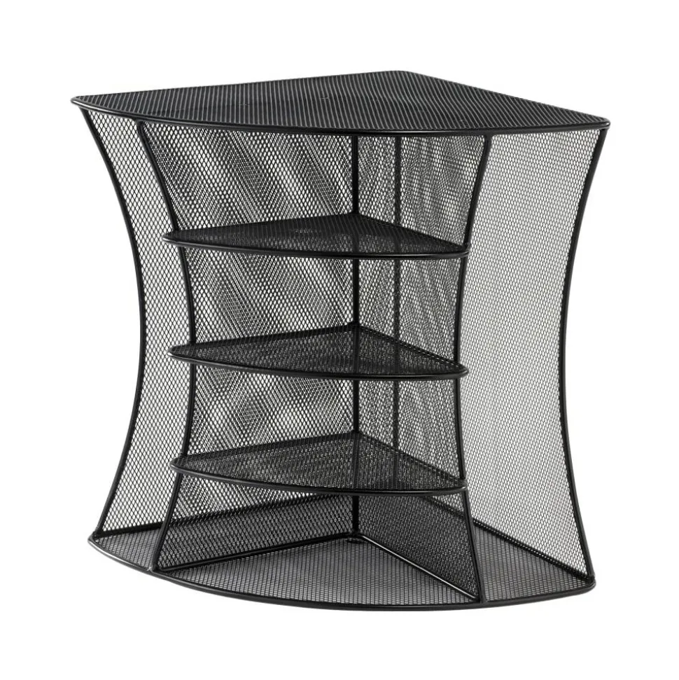 Safco Onyx Mesh Corner Organizer, Six Sections, 15 x 11 x 13, Black
